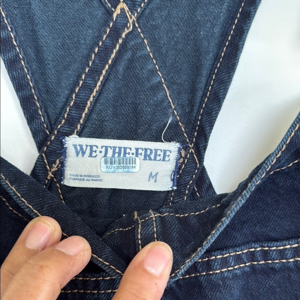 We The Free Black Denim Overalls with Pink Button Accents - Picture 4 of 12